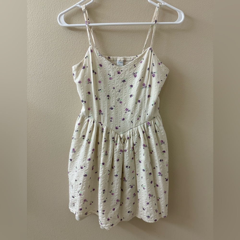 Tinseltown Cream Dress with Purple Floral Design